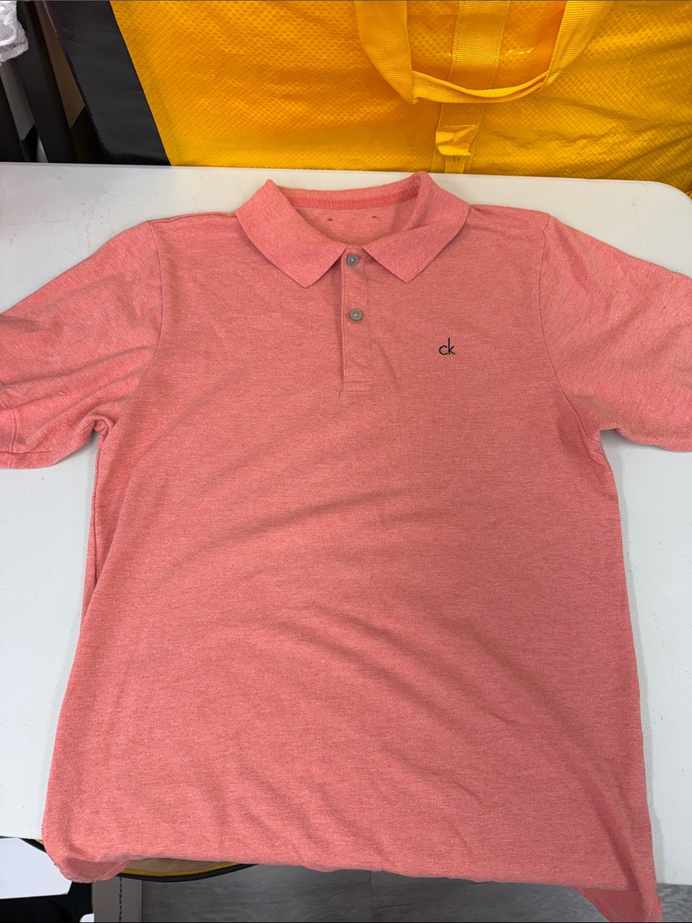 Calvin Klein Coral Pink Polo Shirt with CK Logo size tag removed size men small